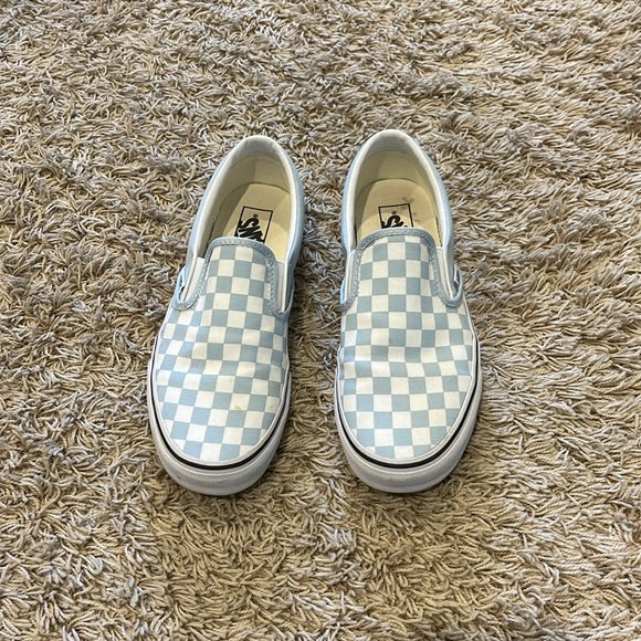 Classic Slip-On Women’s (checkerboard) Baby Blue Vans - Picture 1 of 4